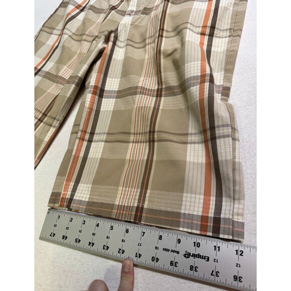 Y2K Southpole Shorts Mens 34 Plaid Orange Lightweight Hip Hop Streetwear Baggy - Picture 6 of 8